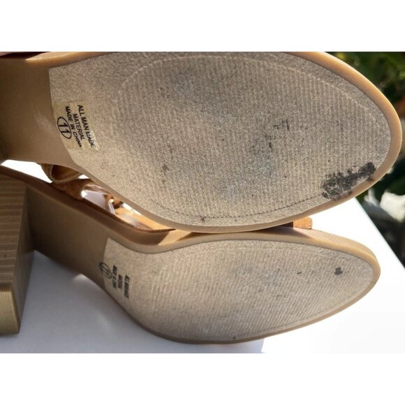 J Adams Brown Print Women’s Sz 11 Gold Studded Double Belt Strap Heel Shoes - Picture 12 of 16